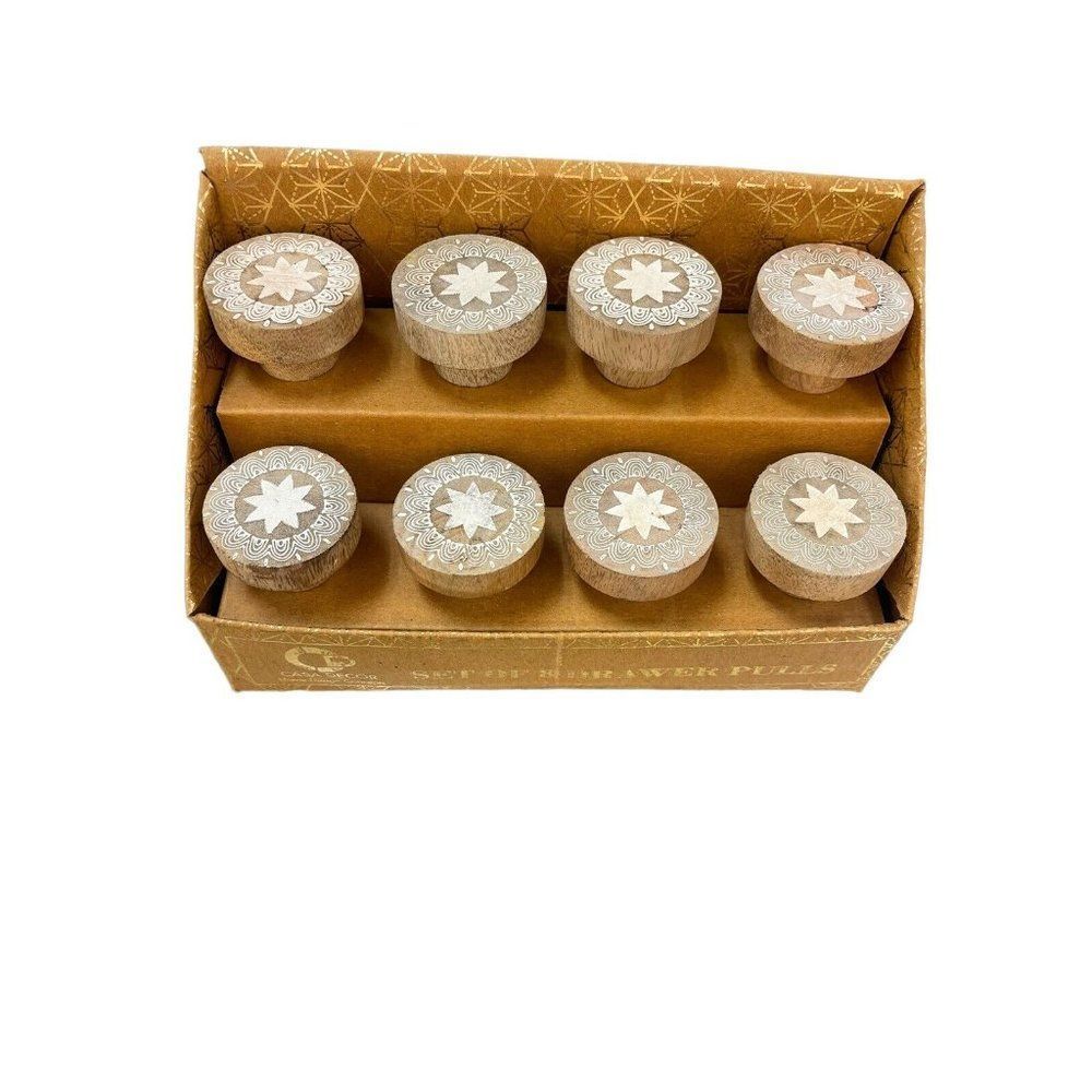 Casa Decor 8 Drawer Pulls Knobs  Home Decor Beige Wood Handcrafted Ceramic